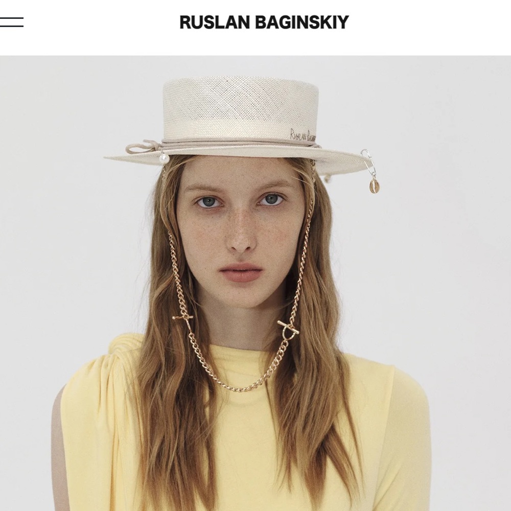 RUSLAN BAGINSKIY Chain Strap Straw Boater Hat